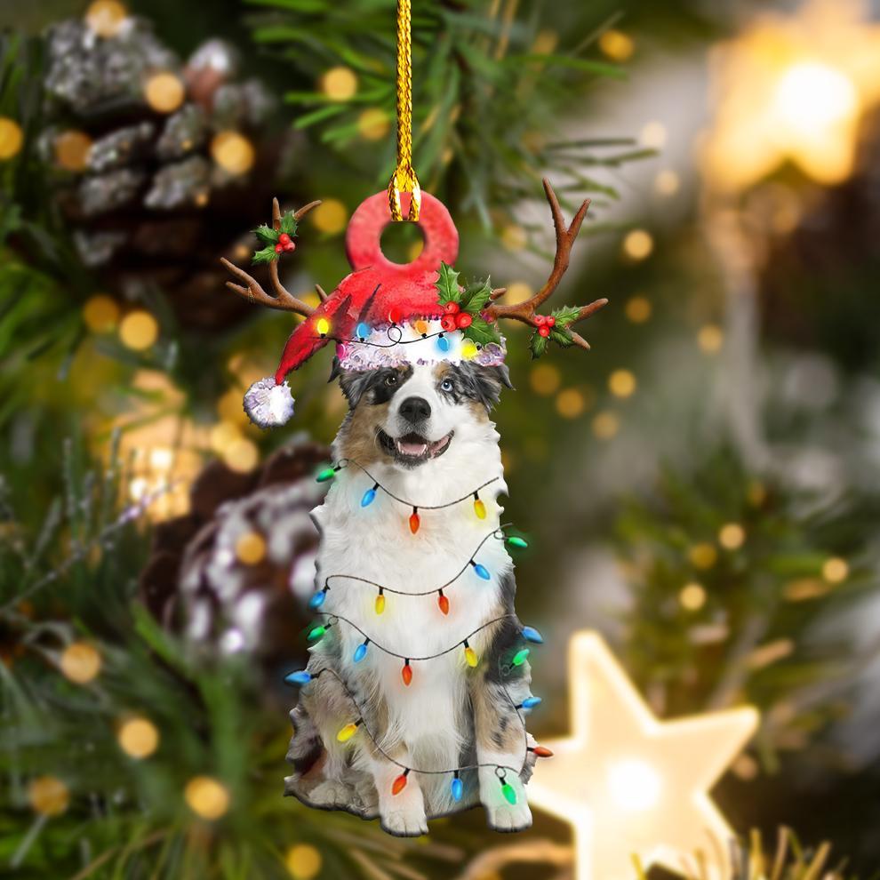Godmerch- Ornament- Australian Shepherd Christmas Shape Ornament, Happy Christmas Ornament, Car Ornament