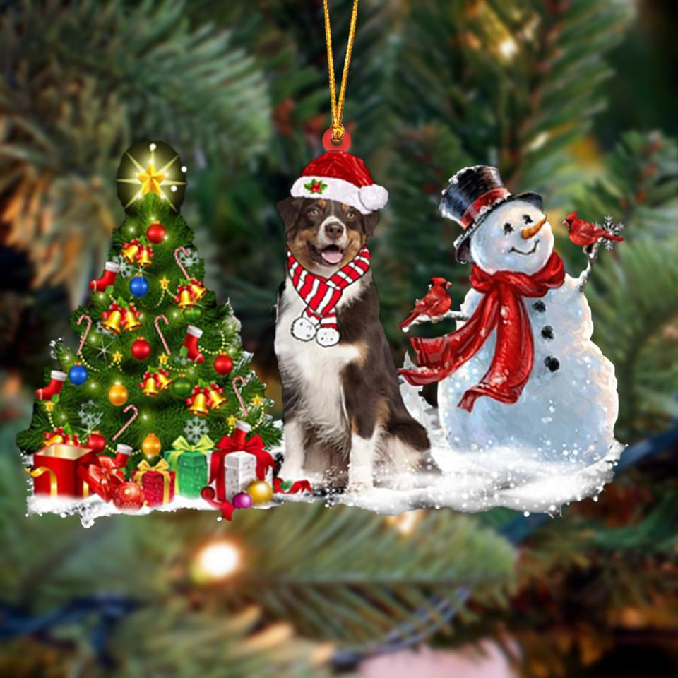 Godmerch- Ornament- Australian Shepherd Christmas Snow Hanging Ornament Dog Ornament, Car Ornament, Christmas Ornament
