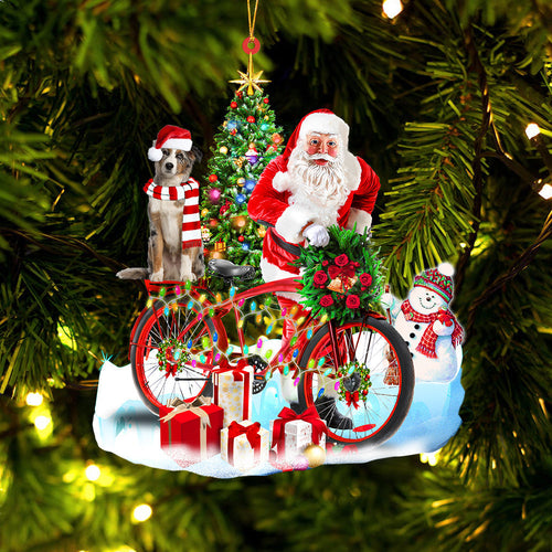 Godmerch- Ornament- Australian Shepherd On Santa's Bike Ornament Dog Ornament, Car Ornament, Christmas Ornament