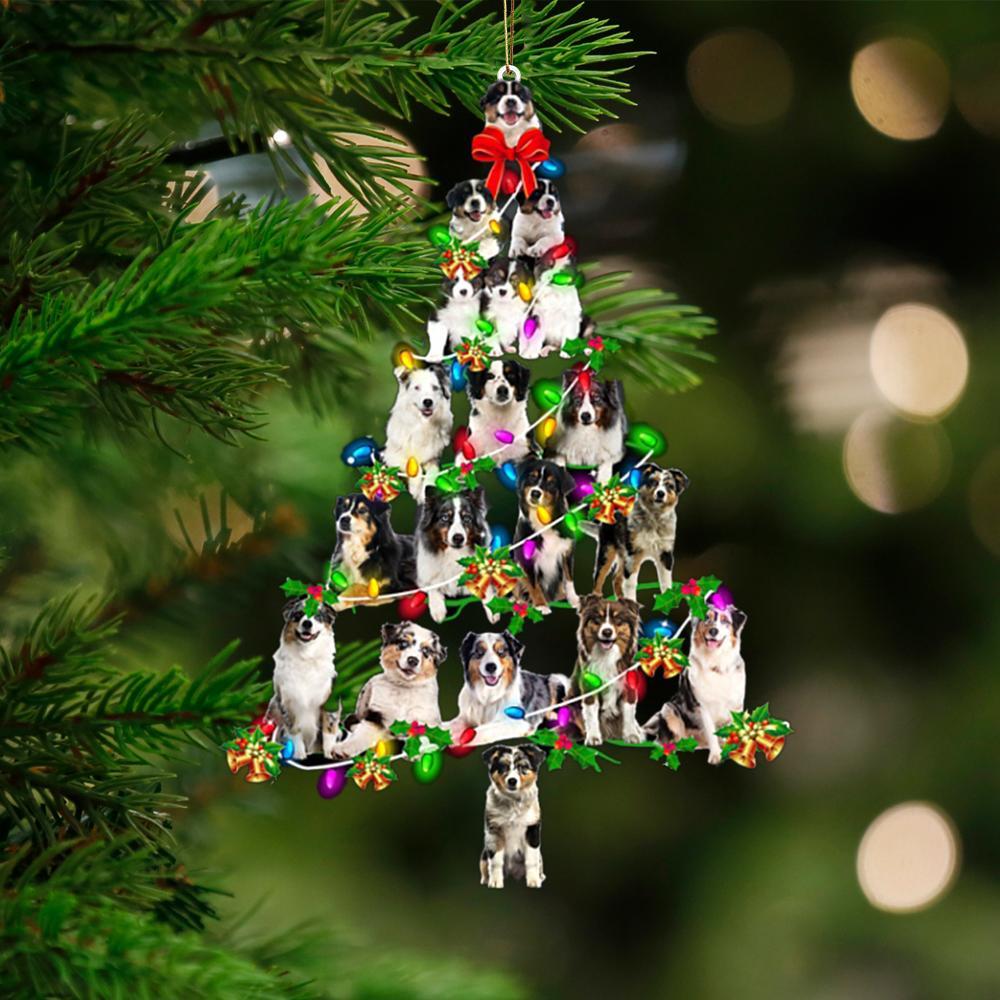 Australian Shepherd-Christmas Tree Lights-Two Sided Ornament