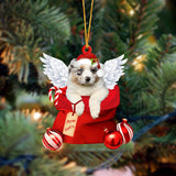 Australian Shepherd Angel Gift From Santa Christmas Ornament, Dog Flat Acrylic Ornament