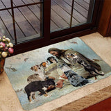 Jesus Surrounded By Australian Shepherds Doormat