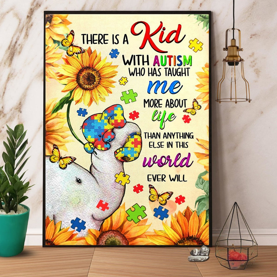 Autism Elephant There Is A Kid With Autism Awareness Canvas And Poster, Wall Decor Visual Art
