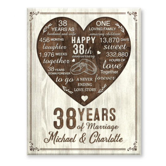 38th Year Anniversary Gift, 38th Wedding Anniversary Gift For Husband, 38 Year Anniversary Gift For Wife