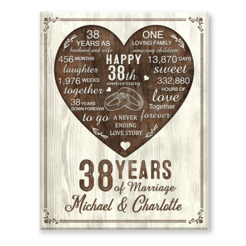 38th Year Anniversary Gift, 38th Wedding Anniversary Gift For Husband, 38 Year Anniversary Gift For Wife