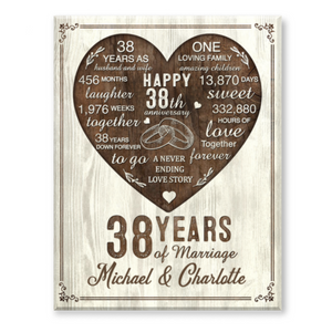 38th Year Anniversary Gift, 38th Wedding Anniversary Gift For Husband, 38 Year Anniversary Gift For Wife