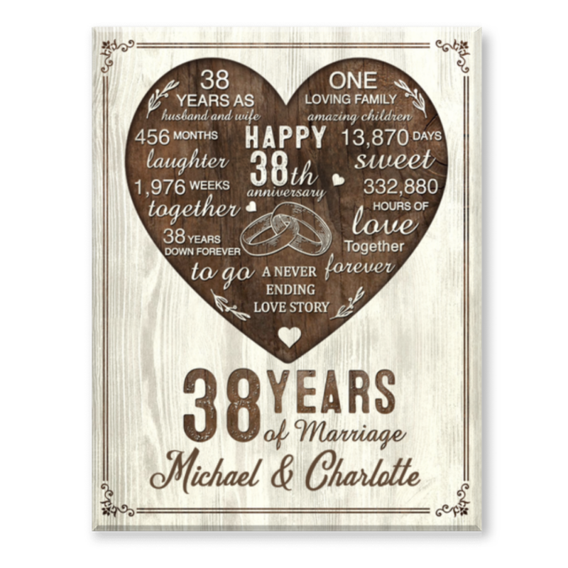 38th Year Anniversary Gift, 38th Wedding Anniversary Gift For Husband, 38 Year Anniversary Gift For Wife