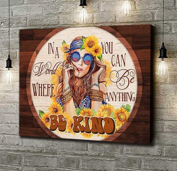 Flower Child For Daughter In The World Where You Can Be Anything Be Kind Canvas And Poster, Wall Decor Visual Art