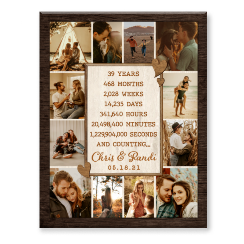 39th Anniversary Photo Collage Canvas, Custom 39 Year Anniversary Gift