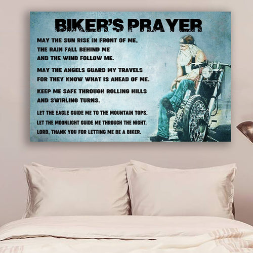 Biker Canvas Wall Art, Wall Decor Visual Art - Biker's Prayer