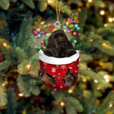 BLACK Cocker Spaniel In Snow Pocket Christmas Ornament Flat Acrylic Dog Ornament