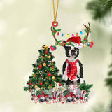 Ornament- BLACK Boston Terrier-Christmas Tree Gift Hanging Ornament, Happy Christmas Ornament, Car Ornament