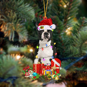 Ornament- BLACK Boston Terrier-Dog Be Christmas Tree Hanging Ornament, Happy Christmas Ornament, Car Ornament
