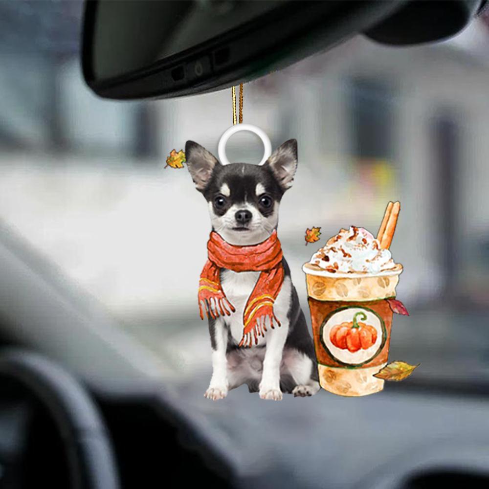 Black Chihuahua-Pumpkin Spice Kinda-Two Sided Ornament