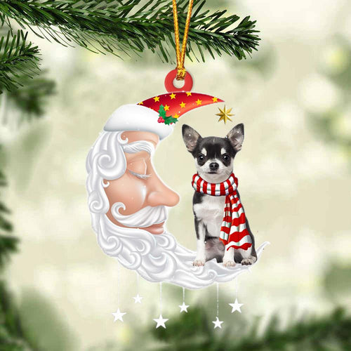 Black Chihuahua With Santa Christmas Ornament Dog Christmas Ornament