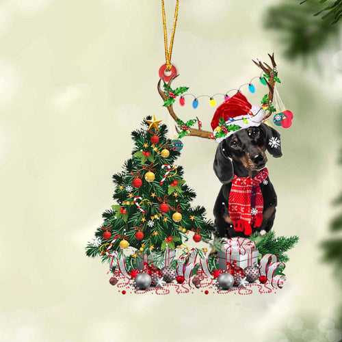 Ornament- BLACK Dachshund-Christmas Tree Gift Hanging Ornament, Happy Christmas Ornament, Car Ornament