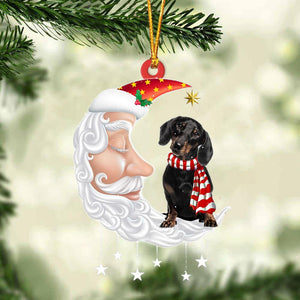 Black Dachshund With Santa Christmas Ornament Dog Christmas Ornament