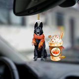 Black German Shepherd-Pumpkin Spice Kinda-Two Sided Ornament