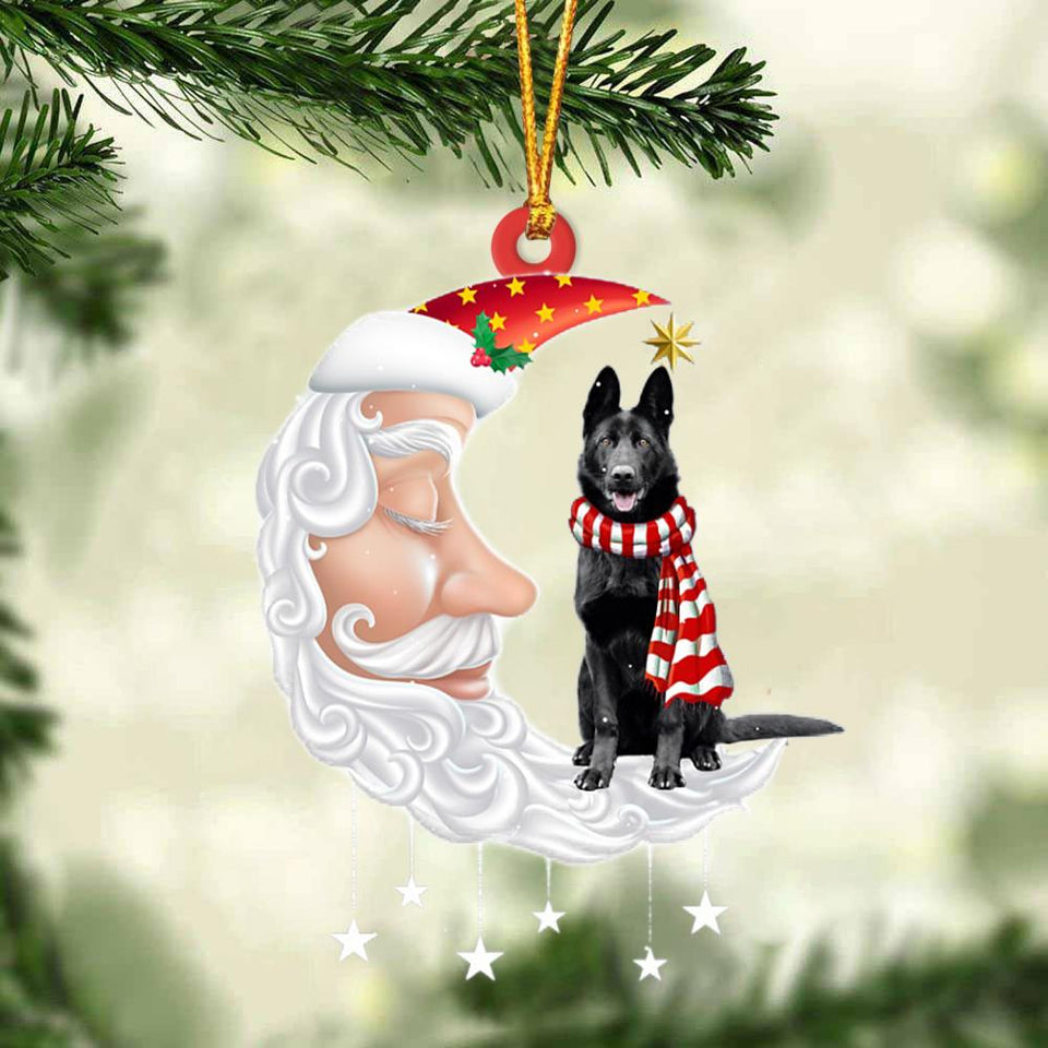 Black German Shepherd With Santa Christmas Ornament Dog Christmas Ornament