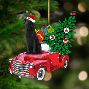 Godmerch- Ornament- BLACK Labrador-Pine Truck Hanging Ornament, Happy Christmas Ornament, Car Ornament
