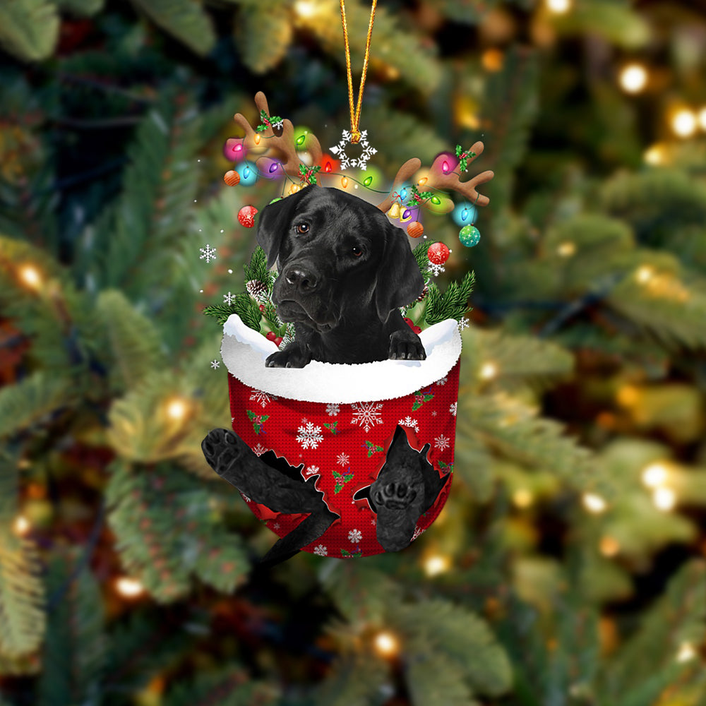 BLACK Labrador In Snow Pocket Christmas Ornament Godmerch