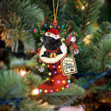 Godmerch- Ornament- BLACK Labrador-Xmas Boot-Two Sided Ornament, Happy Christmas Ornament, Car Ornament