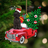 Godmerch- Ornament- BLACK Miniature Poodle-Pine Truck Hanging Ornament, Happy Christmas Ornament, Car Ornament