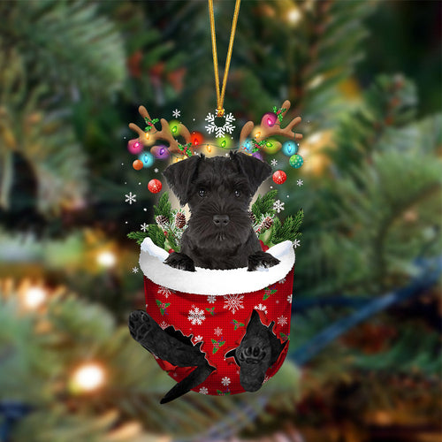 Black Miniature Schnauzer-In Christmas Pocket Two Sides Ornament, Christmas Dog Hanging Ornament