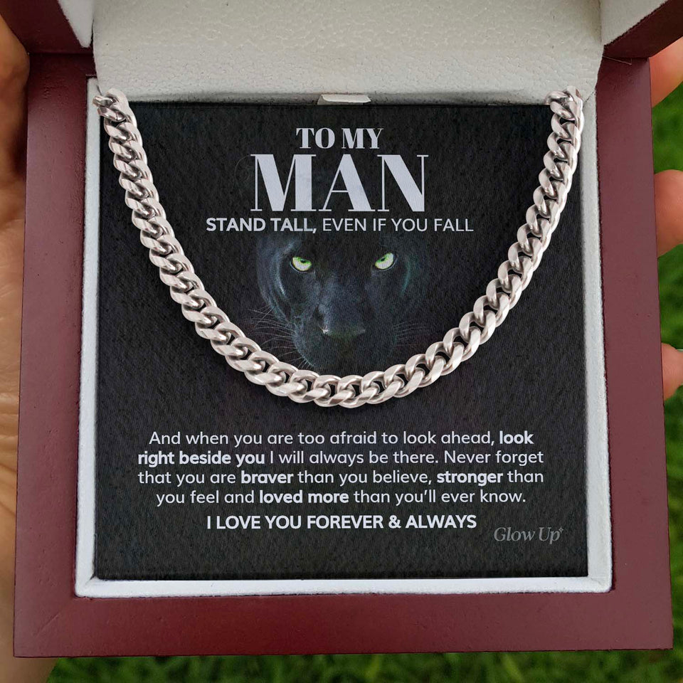 Pamaheart- To my Man - Stand tall - Cuban Link Chain, Gift For Man, Husband, Gift For Birthday, Christmas