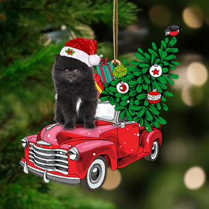 Ornament- BLACK Pomeranian Phone Case  C-Pine Truck Hanging Ornament, Happy Christmas Ornament, Car Ornament