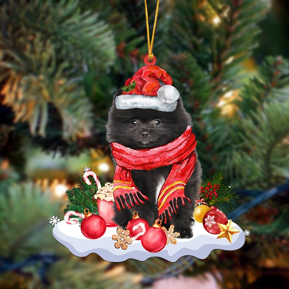 Godmerch- Ornament- BLACK Pomeranian-Better Christmas Hanging Ornament, Happy Christmas Ornament, Car Ornament