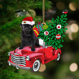 Godmerch- Ornament- BLACK Pug 1-Pine Truck Hanging Ornament, Happy Christmas Ornament, Car Ornament