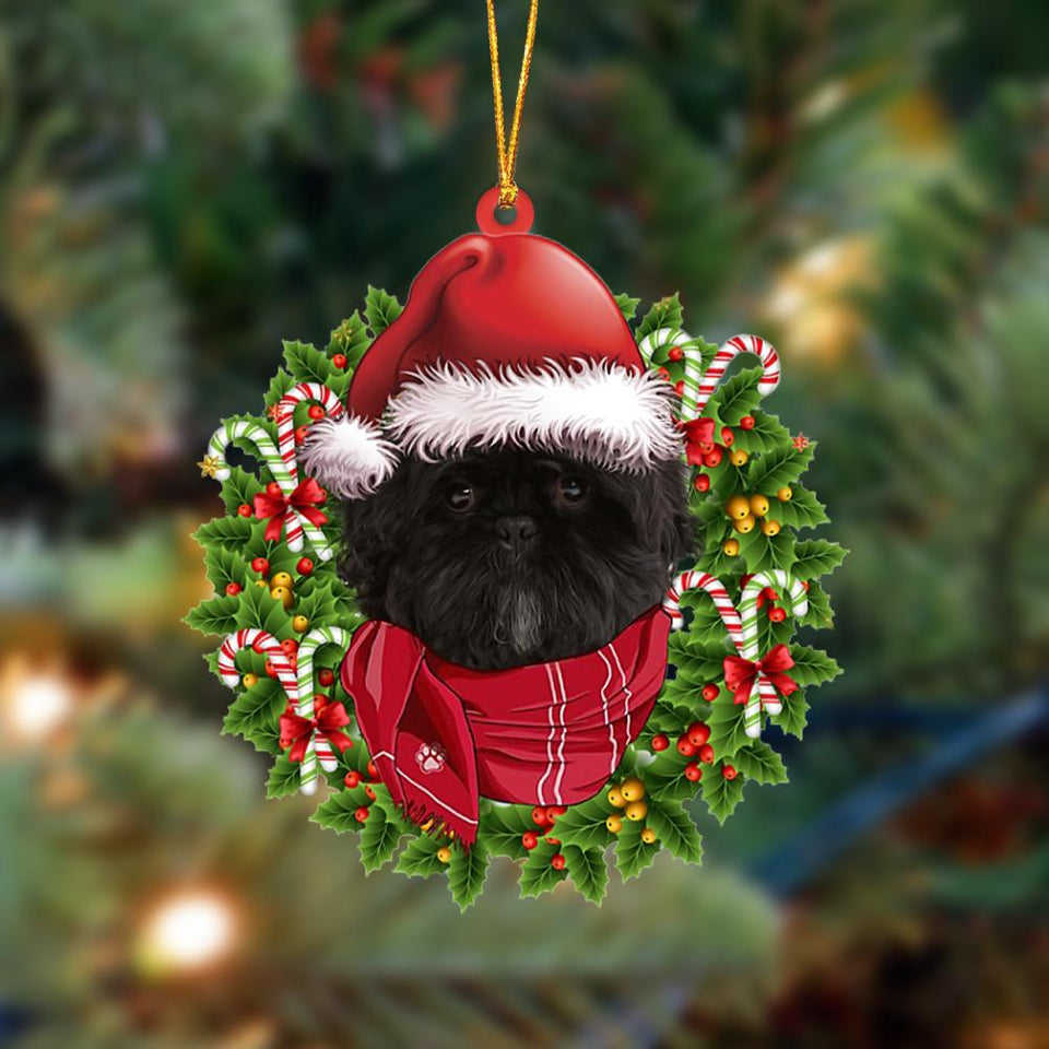 Godmerch- Ornament- BLACK Shih Tzu-Xmas Bandana Hanging Ornament, Happy Christmas Ornament, Car Ornament