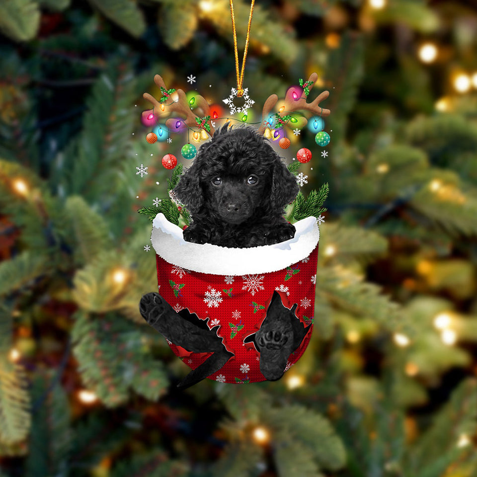 BLACK Toy Poodle In Snow Pocket Christmas Ornament Godmerch