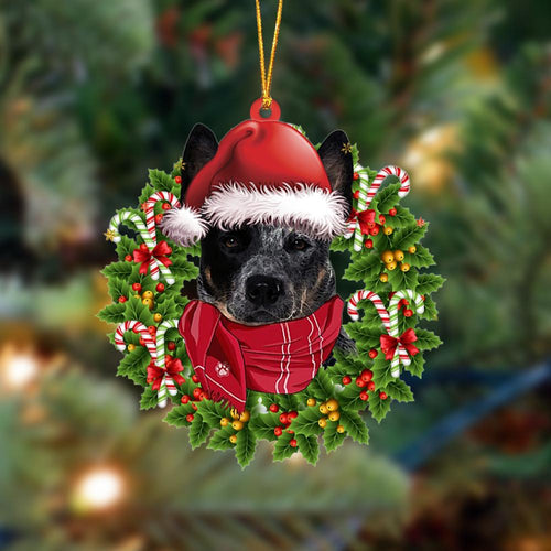 Godmerch- Ornament- BLUE Heeler-Xmas Bandana Hanging Ornament, Happy Christmas Ornament, Car Ornament