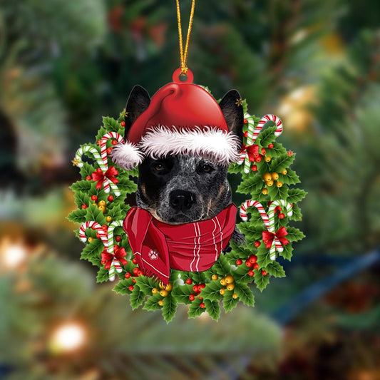 Godmerch- Ornament- BLUE Heeler-Xmas Bandana Hanging Ornament, Happy Christmas Ornament, Car Ornament