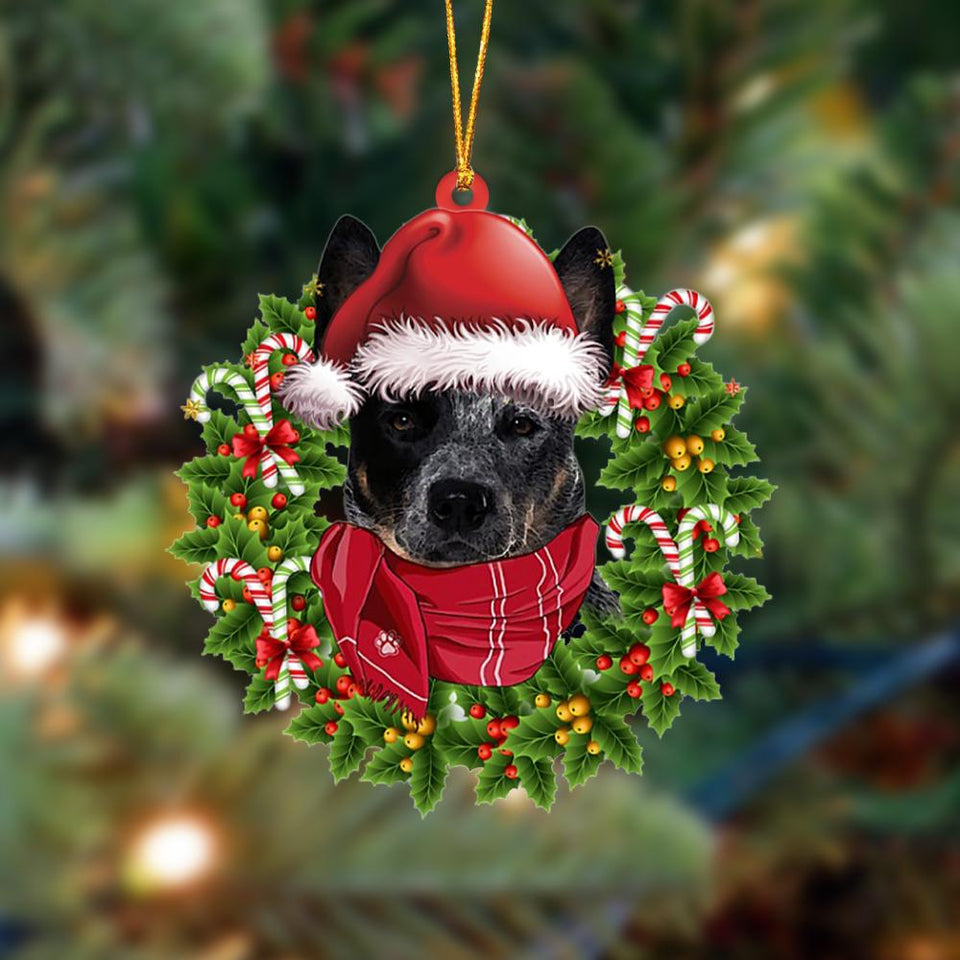 Godmerch- Ornament- BLUE Heeler-Xmas Bandana Hanging Ornament, Happy Christmas Ornament, Car Ornament