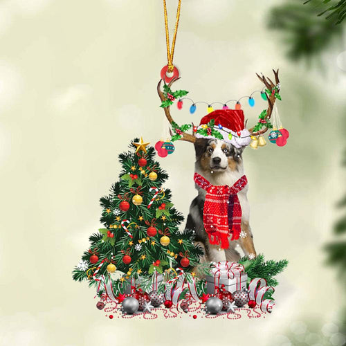 BLUE MERLE Australian Shepherd-Christmas Tree Gift Hanging Ornament, Christmas Ornament, Car Ornament