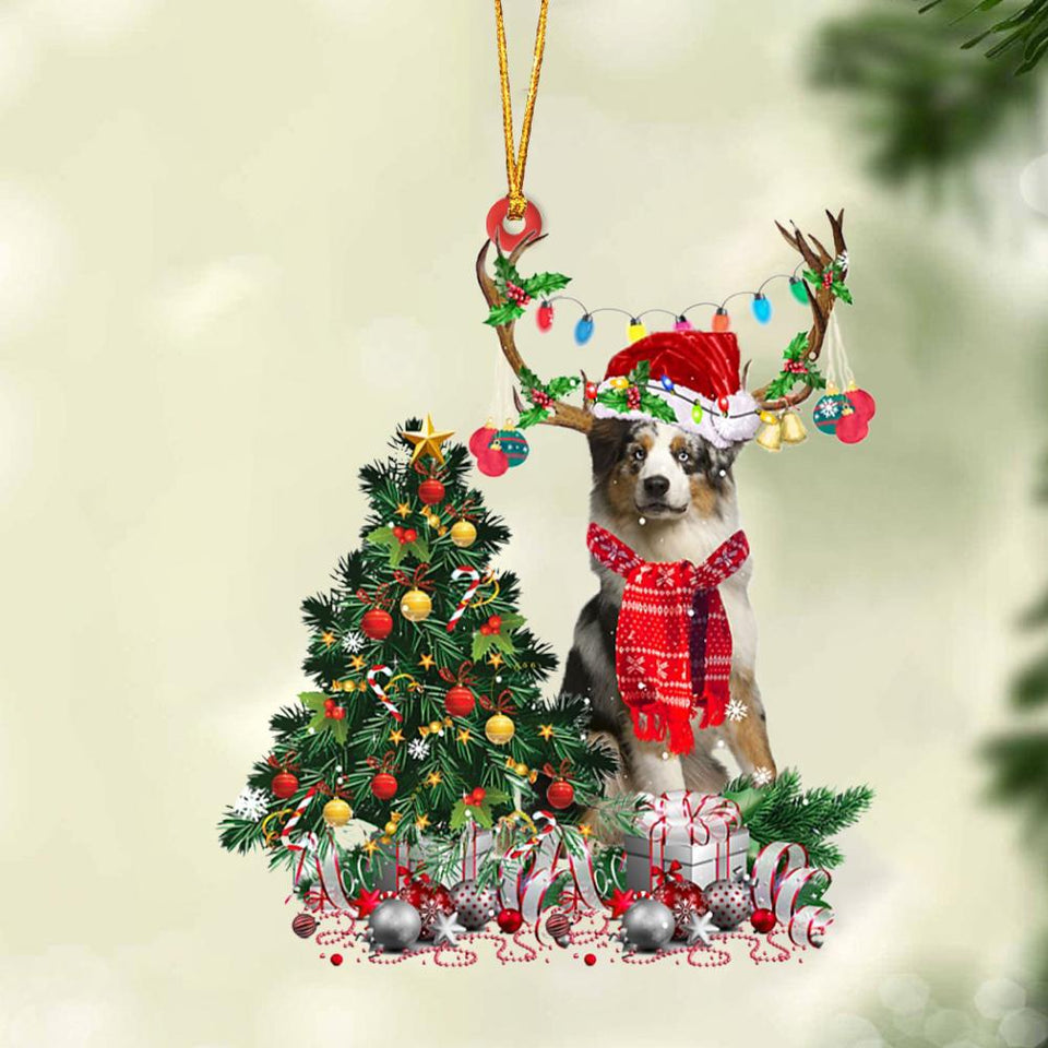 BLUE MERLE Australian Shepherd-Christmas Tree Gift Hanging Ornament, Christmas Ornament, Car Ornament