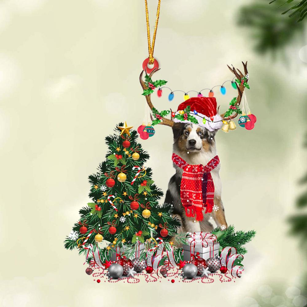 BLUE MERLE Australian Shepherd-Christmas Tree Gift Hanging Ornament, Christmas Ornament, Car Ornament