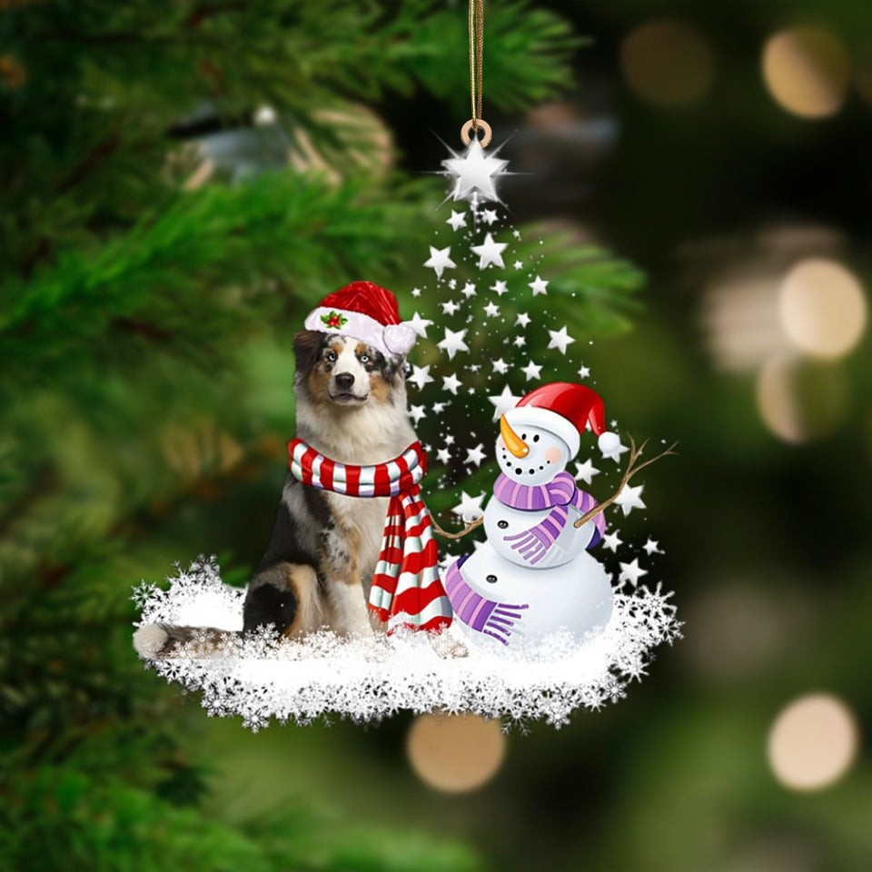 BLUE MERLE Australian Shepherd-Star Tree Hanging Ornament