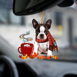 Brindle Boston Terrier-Fall Chocolate-Two Sided Ornament