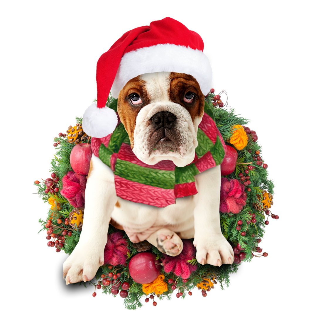 Godmerch- Ornament- British Bulldog Christmas Ornament, Happy Christmas Ornament, Car Ornament