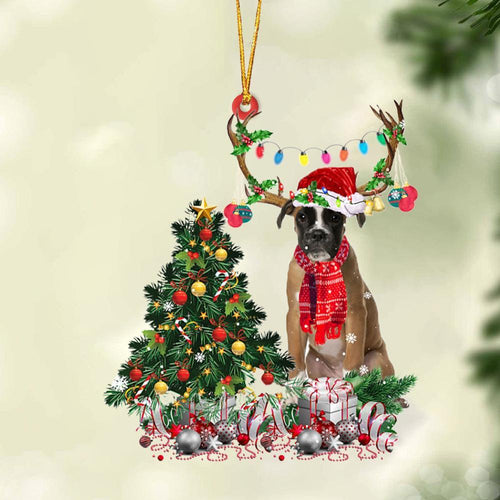 Brown Boxer-Christmas Tree Gift Hanging Ornament