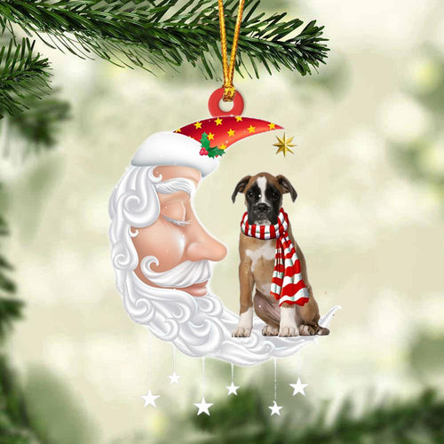 Brown Boxer With Santa Christmas Ornament Dog Christmas Ornament