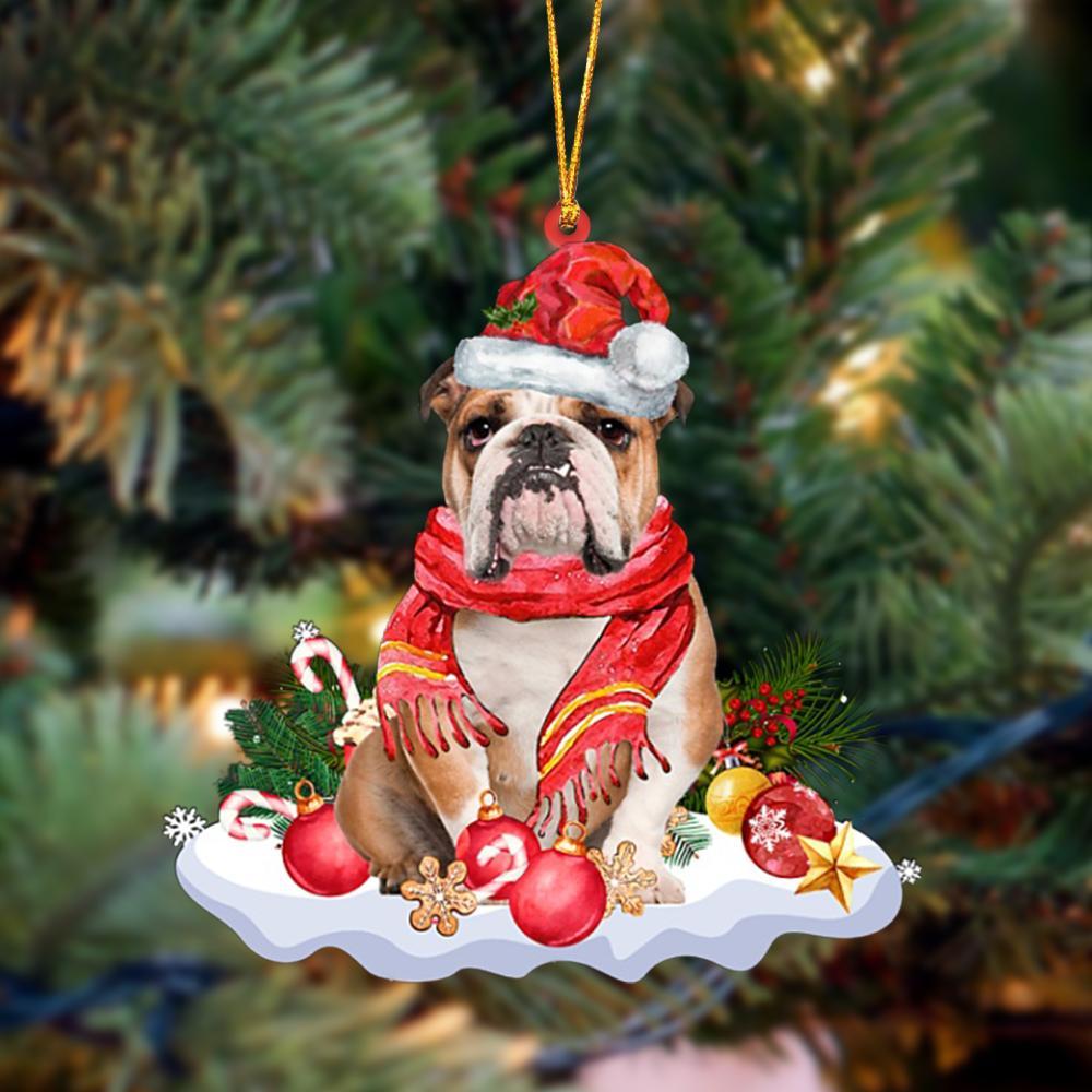 Ornament- BROWN English Bulldog-Better Christmas Hanging Ornament, Happy Christmas Ornament, Car Ornament