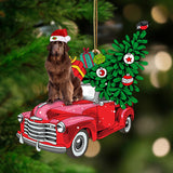Godmerch- Ornament- BROWN Newfoundland-Pine Truck Hanging Ornament, Happy Christmas Ornament, Car Ornament