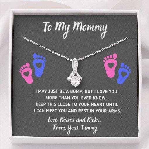 Baby Heart-Feet Alluring Beauty Necklace with Message Card and Gift Box Baby Feet Footprints Necklace for Expecting Mom XL015C - TGV