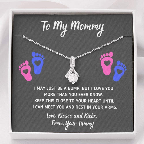 Baby Heart-Feet Alluring Beauty Necklace with Message Card and Gift Box Baby Feet Footprints Necklace for Expecting Mom XL015C - TGV