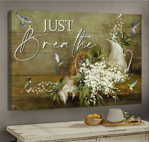 Baby flower Hummingbird Just breathe Jesus - Matte Canvas